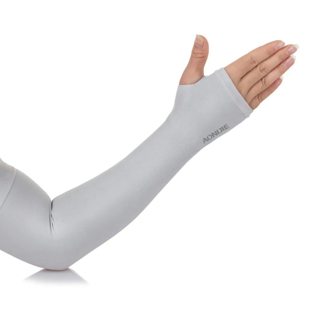 AONIJIE MANGA DEPORTIVA DE PROTECCION SOLAR CON AJUSTE DE DEDO (4039) (GRIS)