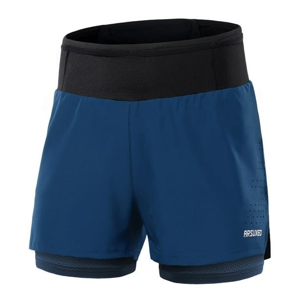 ARSUXEO SHORT CON LICRA PARA CABALLERO (AZUL ACERO, M)
