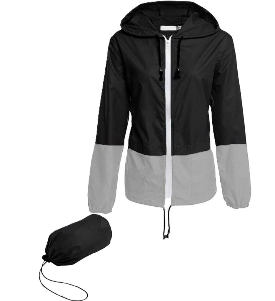 HOUNT ROMPEVIENTOS IMPERMEABLES PARA DAMA (NEGRO/GRIS, M)
