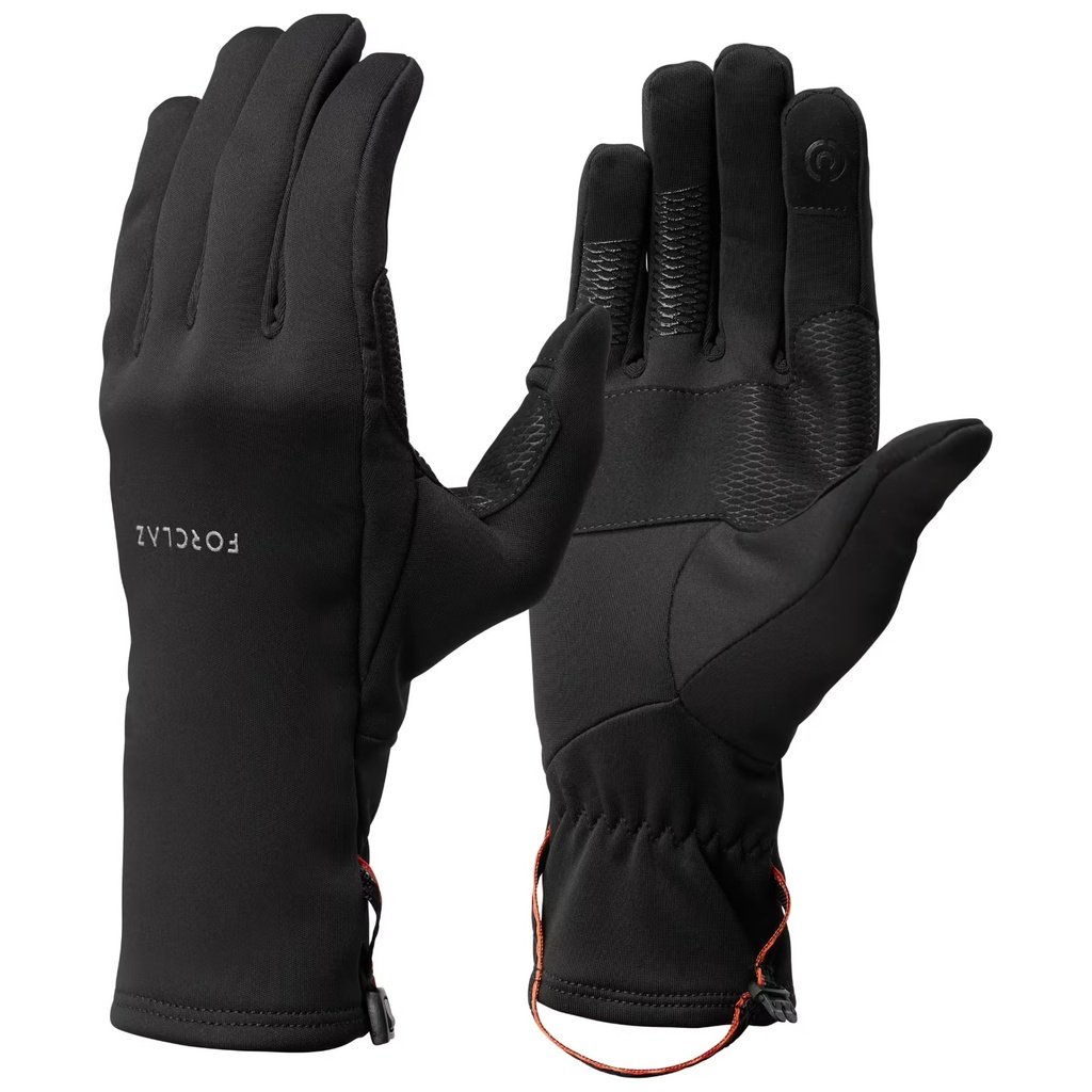 FORCLAZ GUANTES ELÁSTICOS TÁCTILES PARA TREKKING DE MONTAÑA - MT500 - NEGRO (XL)